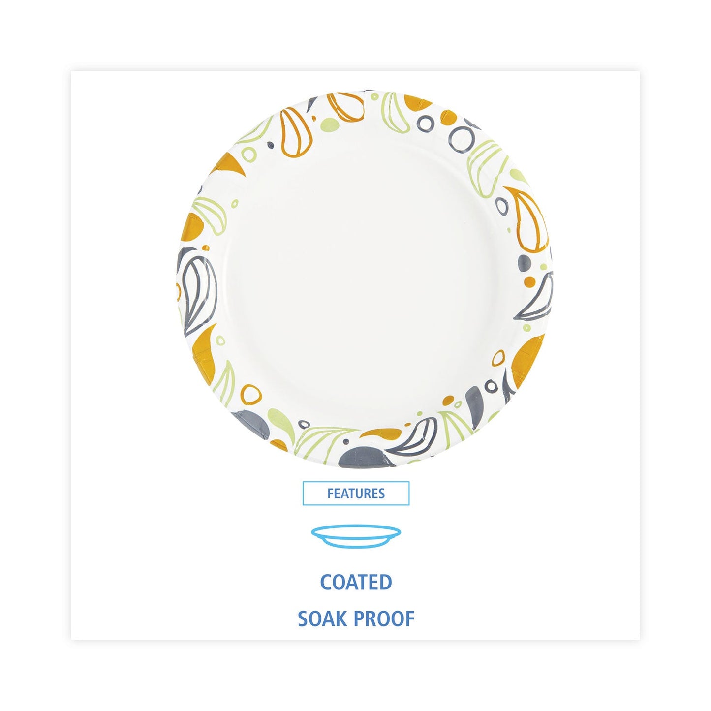 Boardwalk Deerfield Printed Paper Plates, 9" dia, Coated/Soak Proof, Multicolor, 125/Pack, 8 Packs/Carton