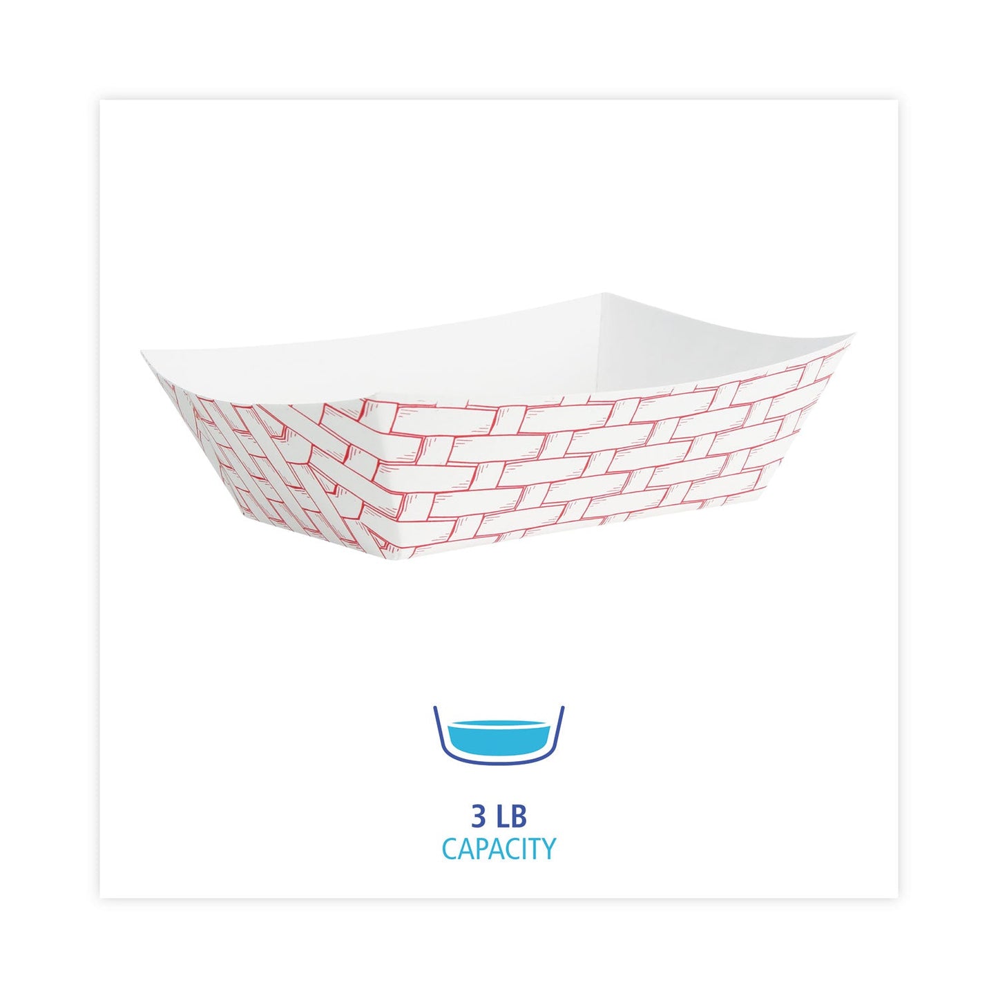 Boardwalk Paper Food Baskets, 3 lb Capacity, Red/White, 500/Carton