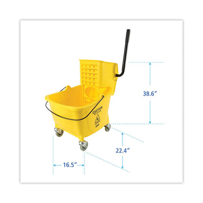 Boardwalk Pro-Pac Side-Squeeze Wringer/Bucket Combo, 8.75 gal, Yellow/Silver