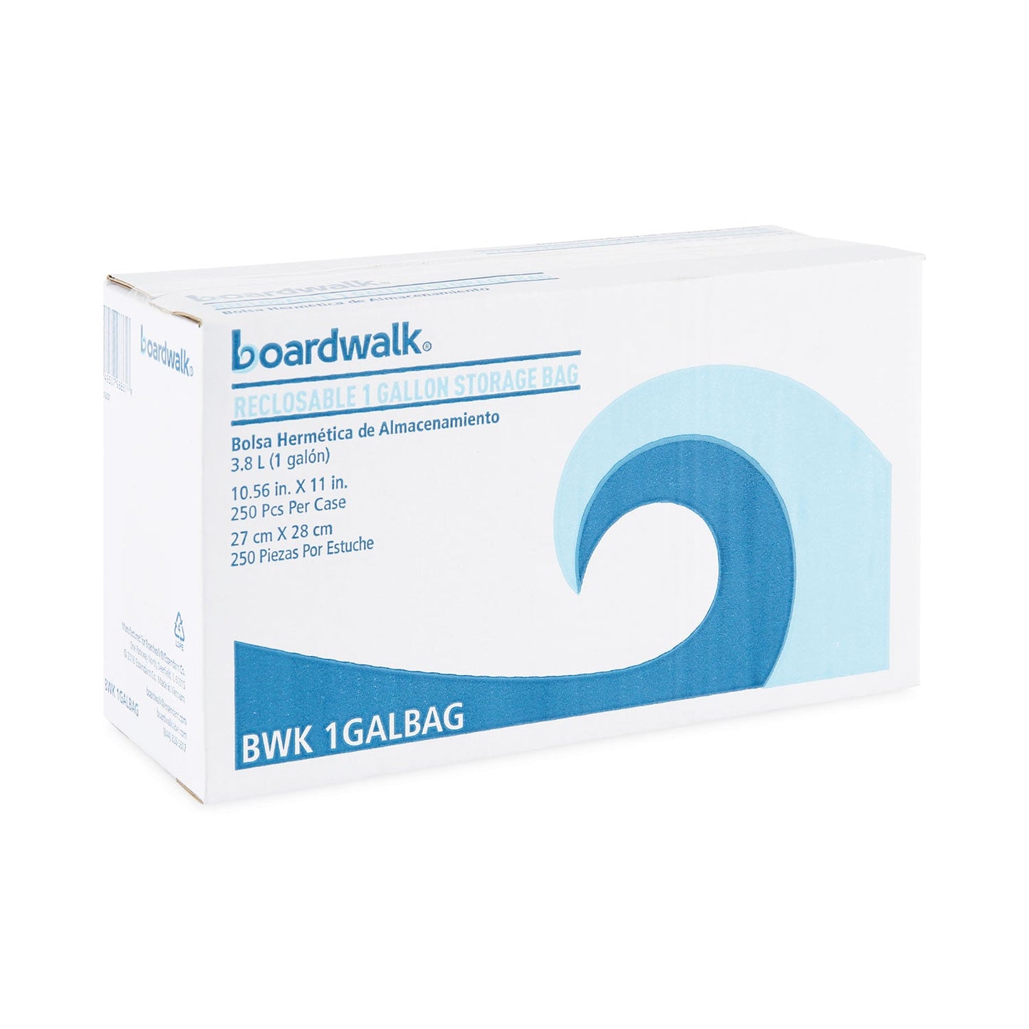 Boardwalk Reclosable Food Storage Bags, 1 gal, 1.75 mil, 10.5" x 11", Clear, 250/Box