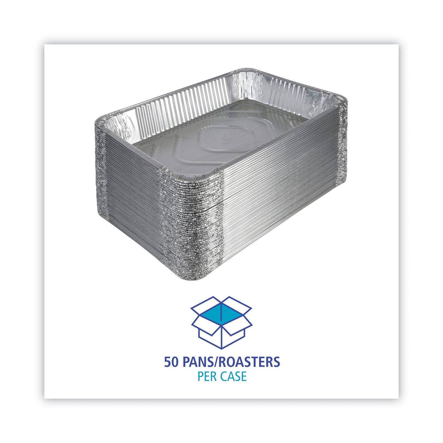 Boardwalk Aluminum Steam Table Pans, Full-Size Deep, 3.19" Deep, 12.81 x 20.75, 50/Carton