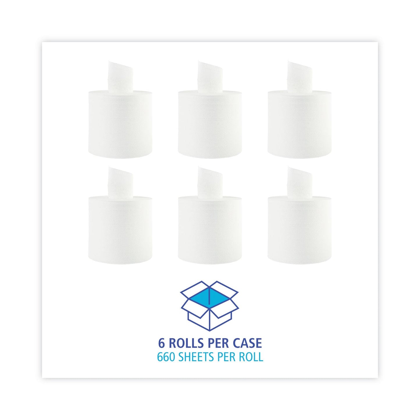 Boardwalk Center-Pull Hand Towels, 2-Ply, Perforated, 7.87 x 10, White, 660/Roll, 6 Rolls/Carton