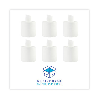 Boardwalk Center-Pull Hand Towels, 2-Ply, Perforated, 7.87 x 10, White, 660/Roll, 6 Rolls/Carton