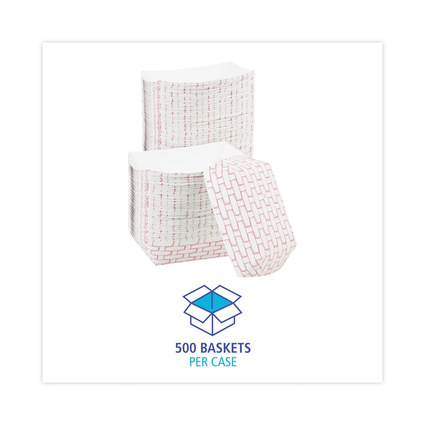 Boardwalk Paper Food Baskets, 1 lb Capacity, Red/White, 1,000/Carton