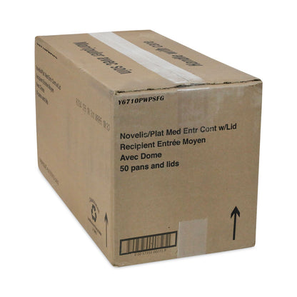 Pactiv Evergreen Classic Carry-Out Container, 46 oz, 9.75 x 7.75 x 1.75, Silver, Aluminum, 50/Carton