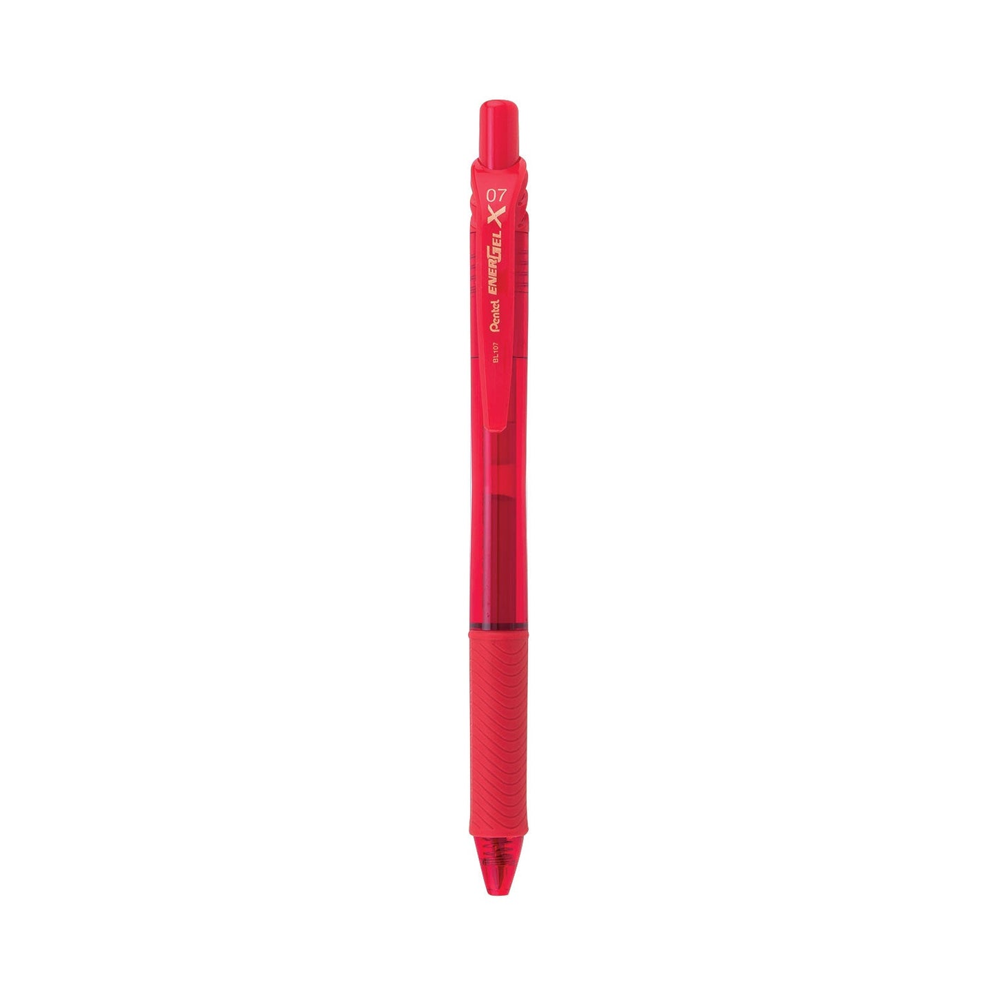 Pentel EnerGel-X Gel Pen, Retractable, Medium 0.7 mm, Red Ink, Red Barrel, Dozen