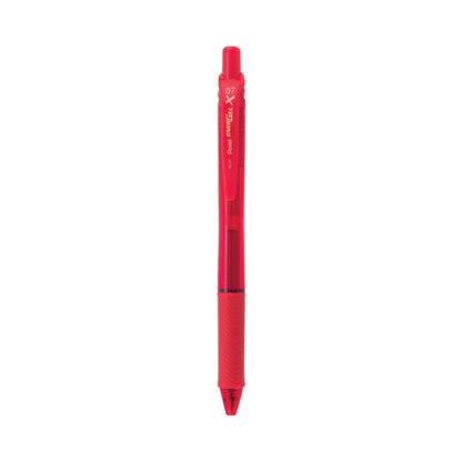Pentel EnerGel-X Gel Pen, Retractable, Medium 0.7 mm, Red Ink, Red Barrel, Dozen