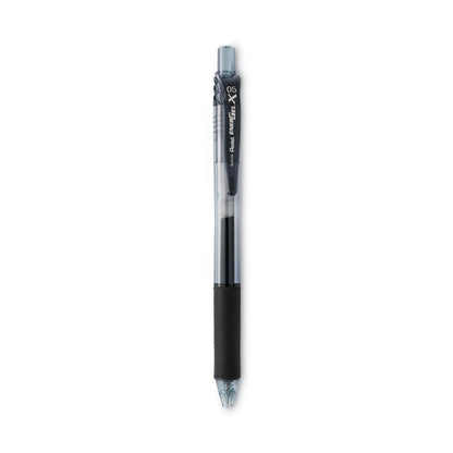 Pentel EnerGel-X Gel Pen, Retractable, Fine 0.5 mm Needle Tip, Black Ink, Black Barrel, Dozen
