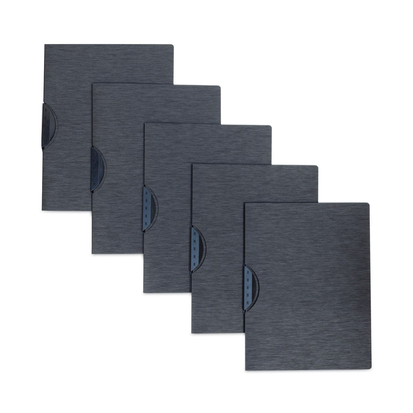 C-Line Modern Metallic Executive Style Report Cover, Swing Clip, 8.5 x 11, Black/Black, 5/Pack