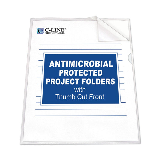 C-Line Antimicrobial Protected Poly Project Folders, Letter Size, Clear, 25/Box