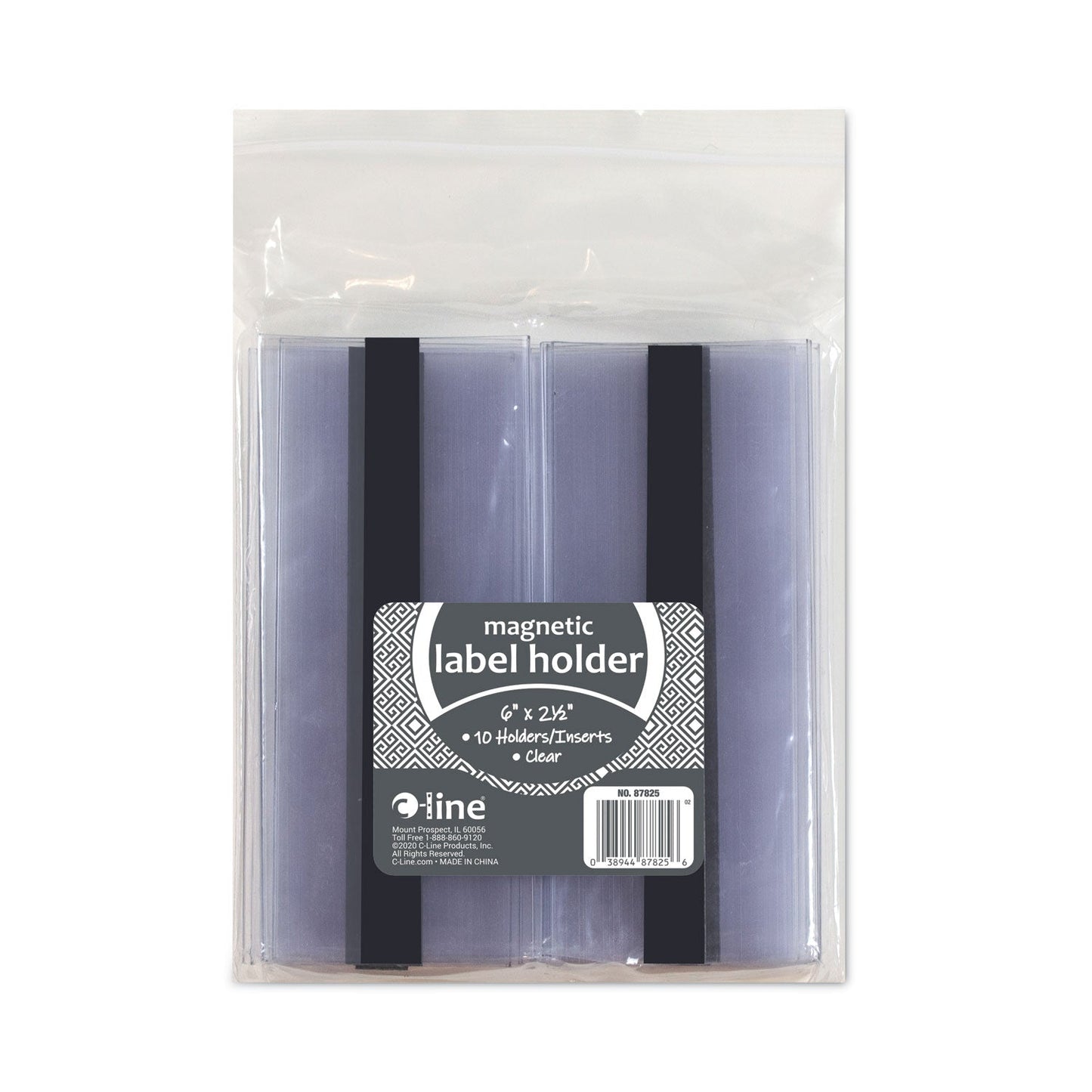 C-Line Clear Magnetic Label Holders, Side Load, 6 x 2.5, 10/Pack