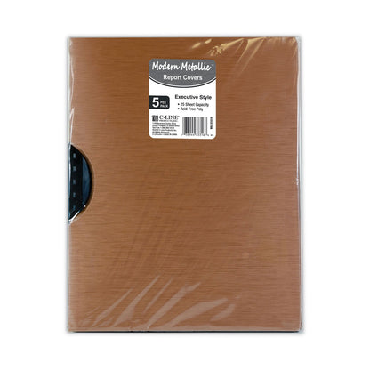 C-Line Modern Metallic Executive Style Report Cover, Swing Clip,  8.5 x 11, Bronze/Bronze, 5/Pack