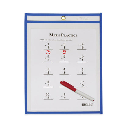 C-Line Stitched Shop Ticket Holders, Top Load, Super Heavy, Clear, 9" x 12" Inserts, 15/Box