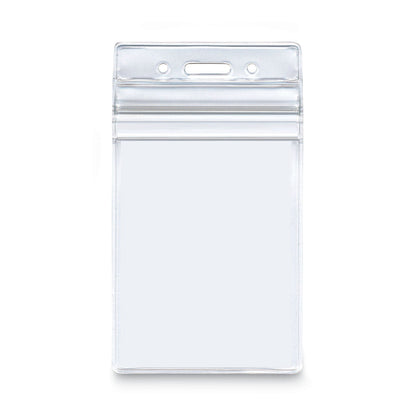 Advantus Resealable ID Badge Holders, Vertical, Frosted 3.68" x 5" Holder, 2.62" x 3.75" Insert, 50/Pack