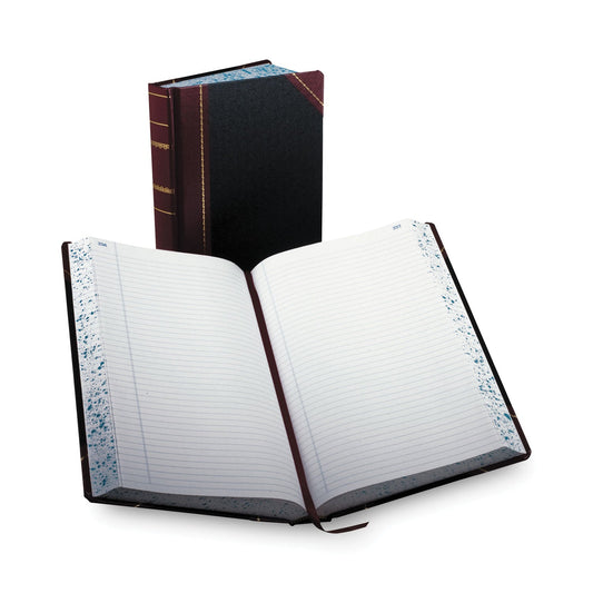 Boorum & Pease Account Record Book, Record-Style Rule, Black/Red/Gold Cover, 13.75 x 8.38 Sheets, 500 Sheets/Book
