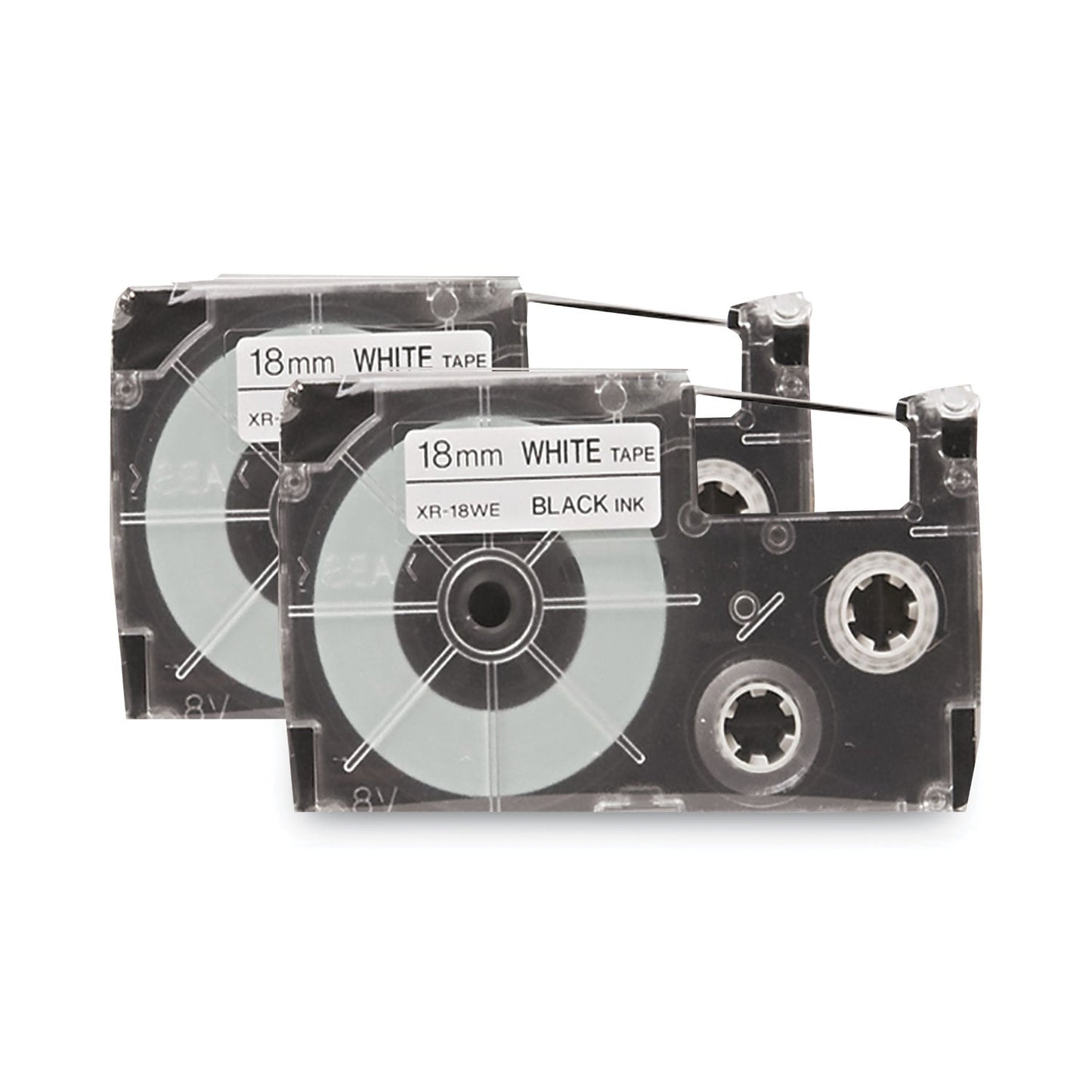 Casio Tape Cassettes for KL Label Makers, 0.75" x 26 ft, Black on White, 2/Pack
