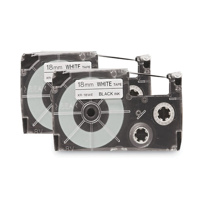 Casio Tape Cassettes for KL Label Makers, 0.75" x 26 ft, Black on White, 2/Pack