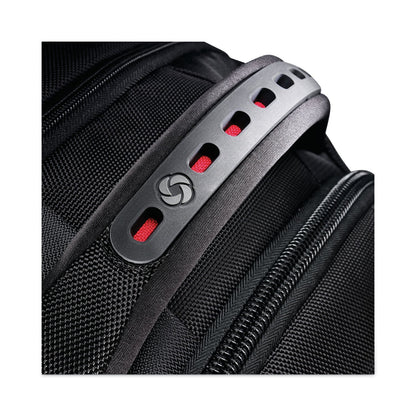 Samsonite Tectonic PFT Backpack, Fits Devices Up to 17", Ballistic Nylon, 13 x 9 x 19, Black/Red