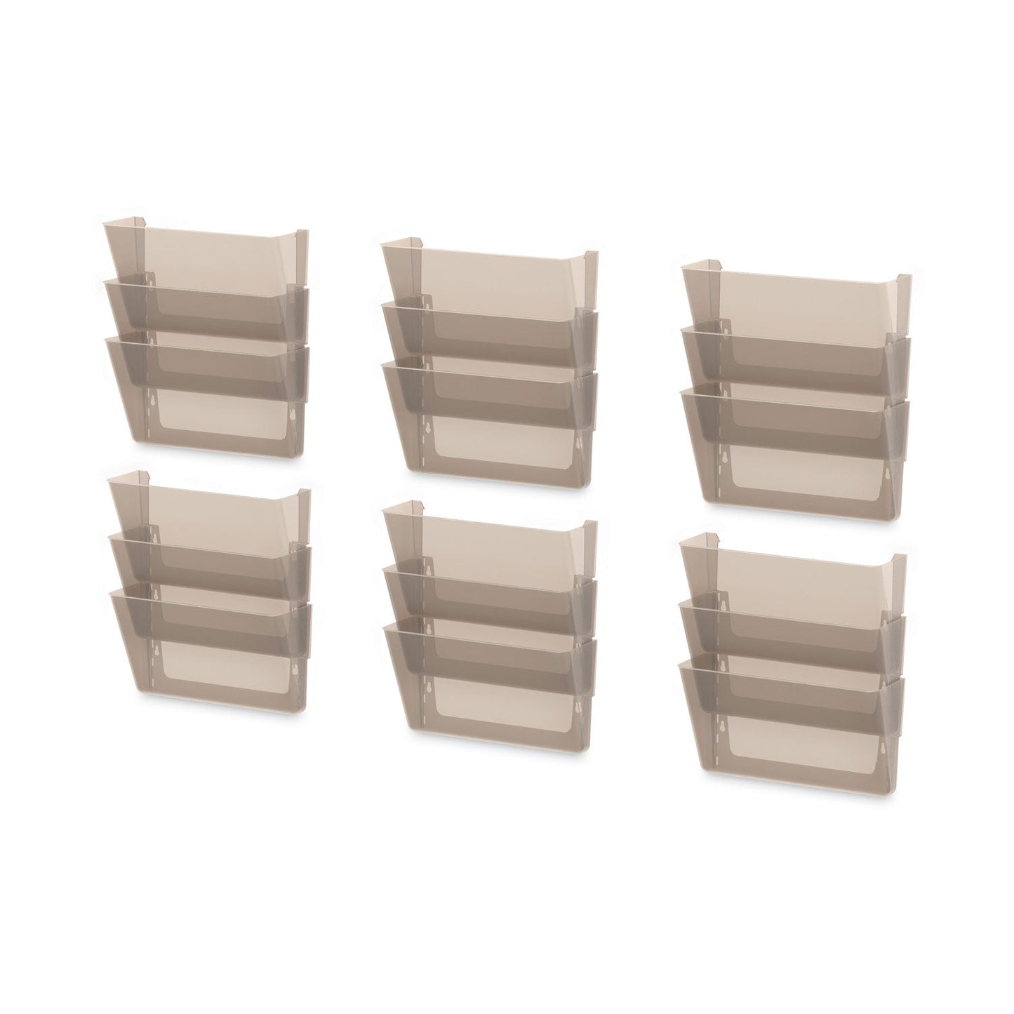 Storex Wall File, 3 Sections, Legal Size, 16" x 4" x 14", Smoke, 3/Set