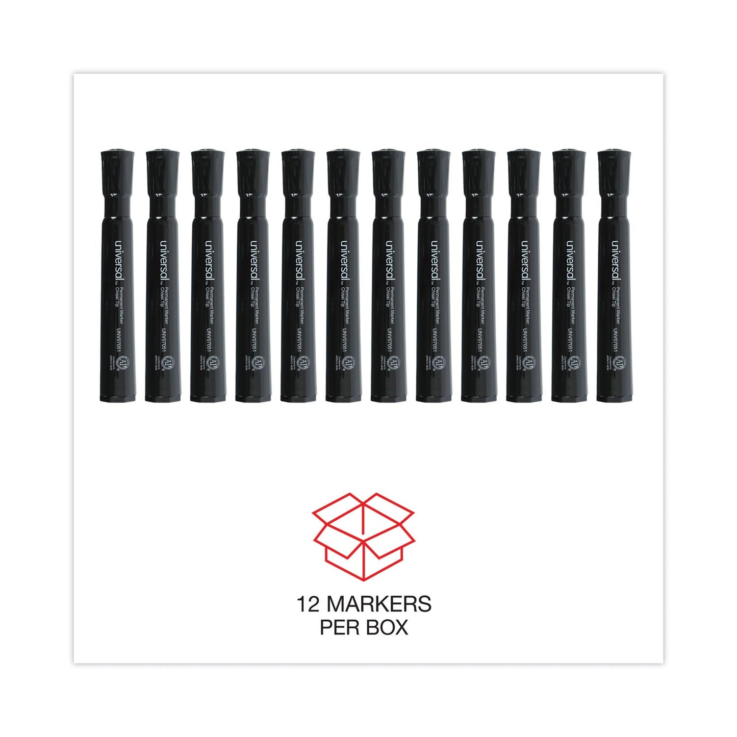 Universal Chisel Tip Permanent Marker, Broad Chisel Tip, Black, Dozen