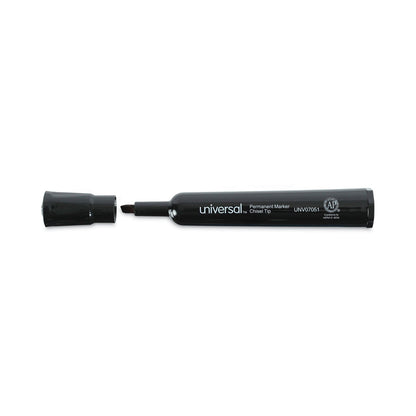 Universal Chisel Tip Permanent Marker, Broad Chisel Tip, Black, Dozen