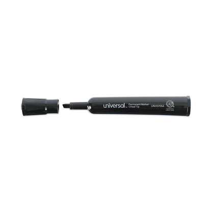 Universal Chisel Tip Permanent Marker Value Pack, Broad Chisel Tip, Black, 60/Pack