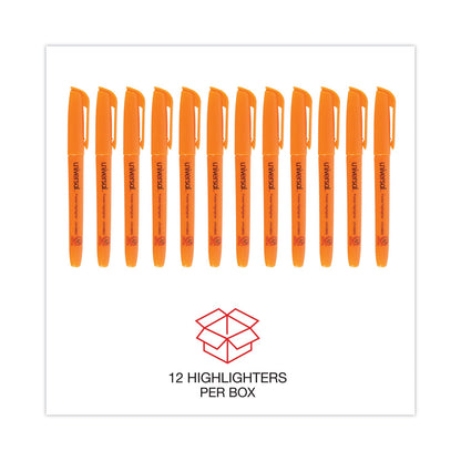 Universal Pocket Highlighters, Fluorescent Orange Ink, Chisel Tip, Orange Barrel, Dozen