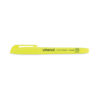 Universal Pocket Highlighter Value Pack, Fluorescent Yellow Ink, Chisel Tip, Yellow Barrel, 36/Pack