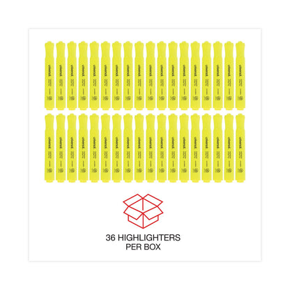 Universal Desk Highlighter Value Pack, Fluorescent Yellow Ink, Chisel Tip, Yellow Barrel, 36/Pack