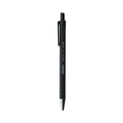 Universal Ballpoint Pen, Retractable, Fine 0.7 mm, Black Ink, Black Barrel, Dozen