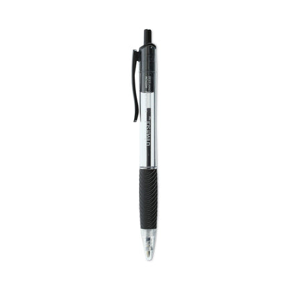 Universal Comfort Grip Ballpoint Pen, Retractable, Medium 1 mm, Black Ink, Clear Barrel, Dozen