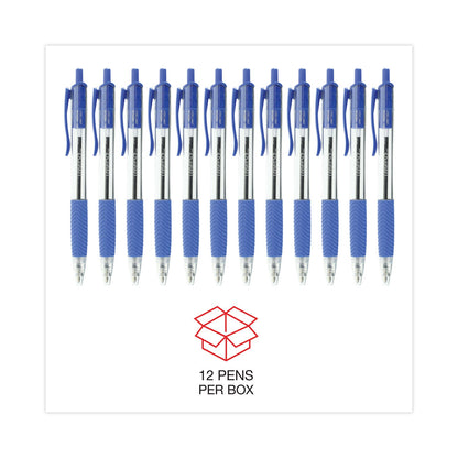 Universal Comfort Grip Ballpoint Pen, Retractable, Medium 1 mm, Blue Ink, Clear Barrel, Dozen