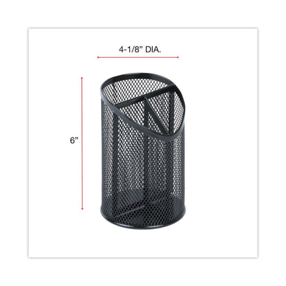 Universal Metal Mesh 3-Compartment Pencil Cup, 4.13" Diameter x 6"h, Black