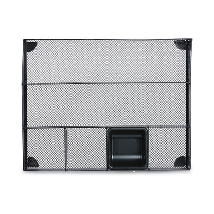 Universal Metal Mesh Drawer Organizer, Six Compartments, 15 x 11.88 x 2.5, Black
