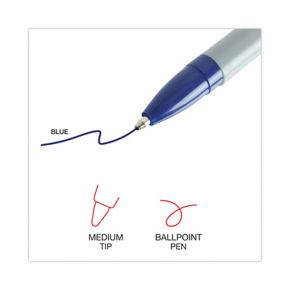 Universal Ballpoint Pen, Stick, Medium 1 mm, Blue Ink, Gray Barrel, Dozen