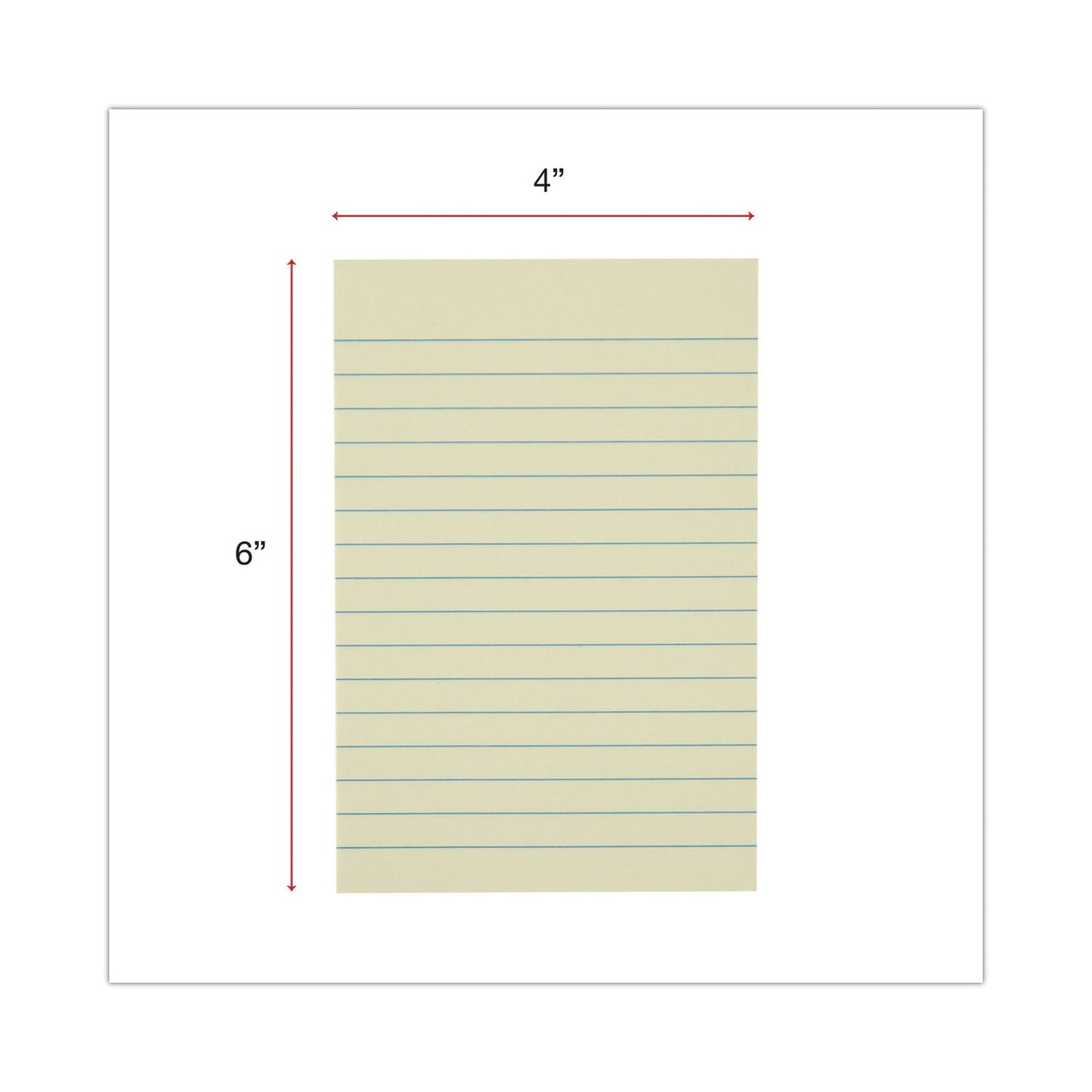 Universal Recycled Self-Stick Note Pads, Note Ruled, 4" x 6", Yellow, 100 Sheets/Pad, 12 Pads/Pack