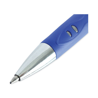 Universal Comfort Grip Gel Pen, Retractable, Medium 0.7 mm, Blue Ink, Silver Barrel, Dozen