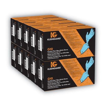 KleenGuard G10 Comfort Plus Blue Nitrile Gloves, Light Blue, Small, 100/Box