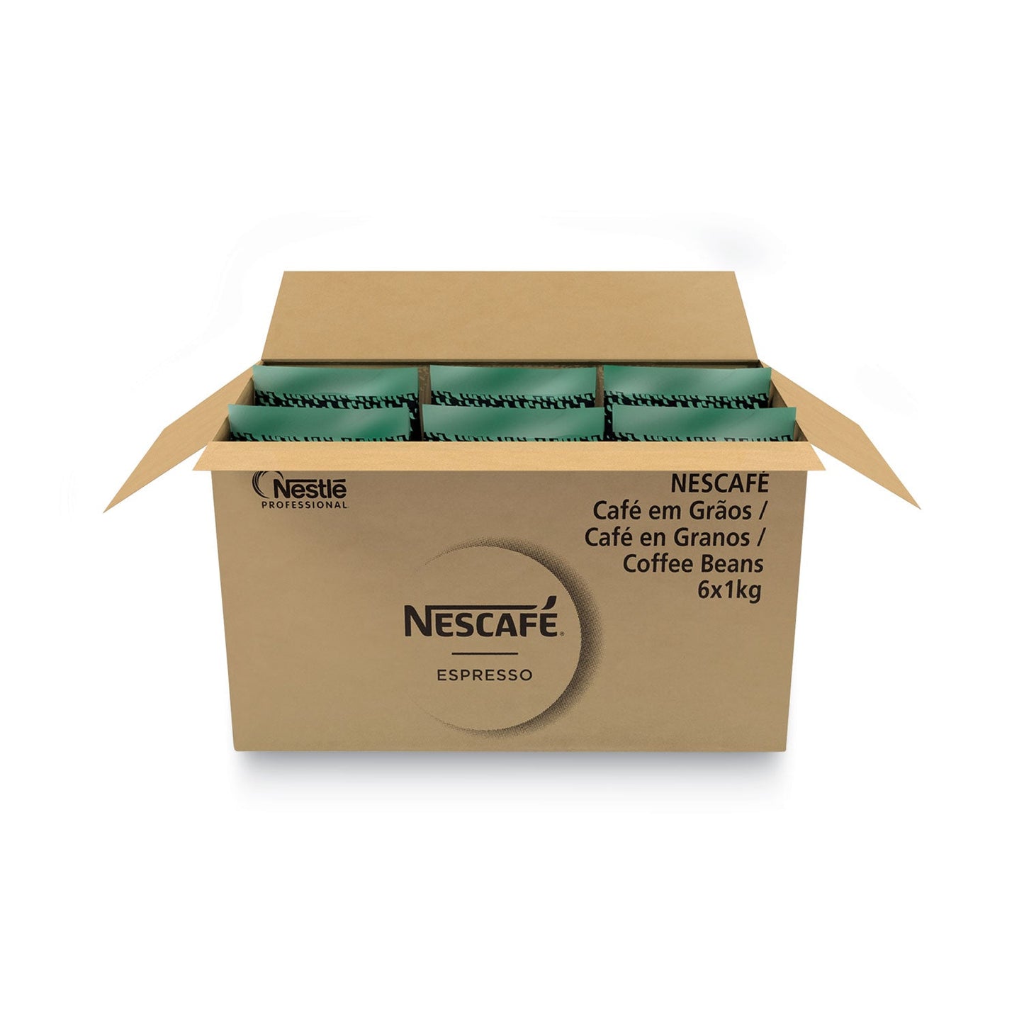 Nescafé Espresso Whole Bean Coffee, Arabica, 2.2 lb Bag, 6/Carton