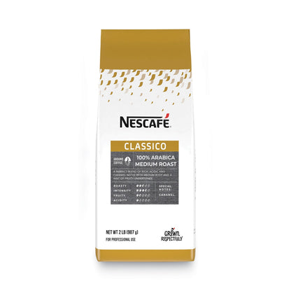 Nescafé Classico 100% Arabica Roast Ground Coffee, Medium Blend, 2 lb Bag, 6/Carton