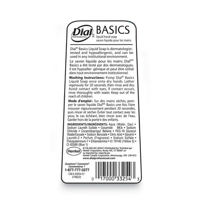 Dial Basics MP Free Liquid Hand Soap, Unscented, 7.5 oz Pump Bottle, 12/Carton