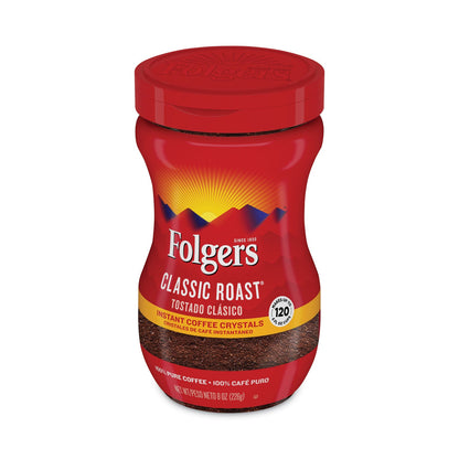 Folgers Instant Coffee Crystals, Classic Roast, 8 oz Jar, Medium