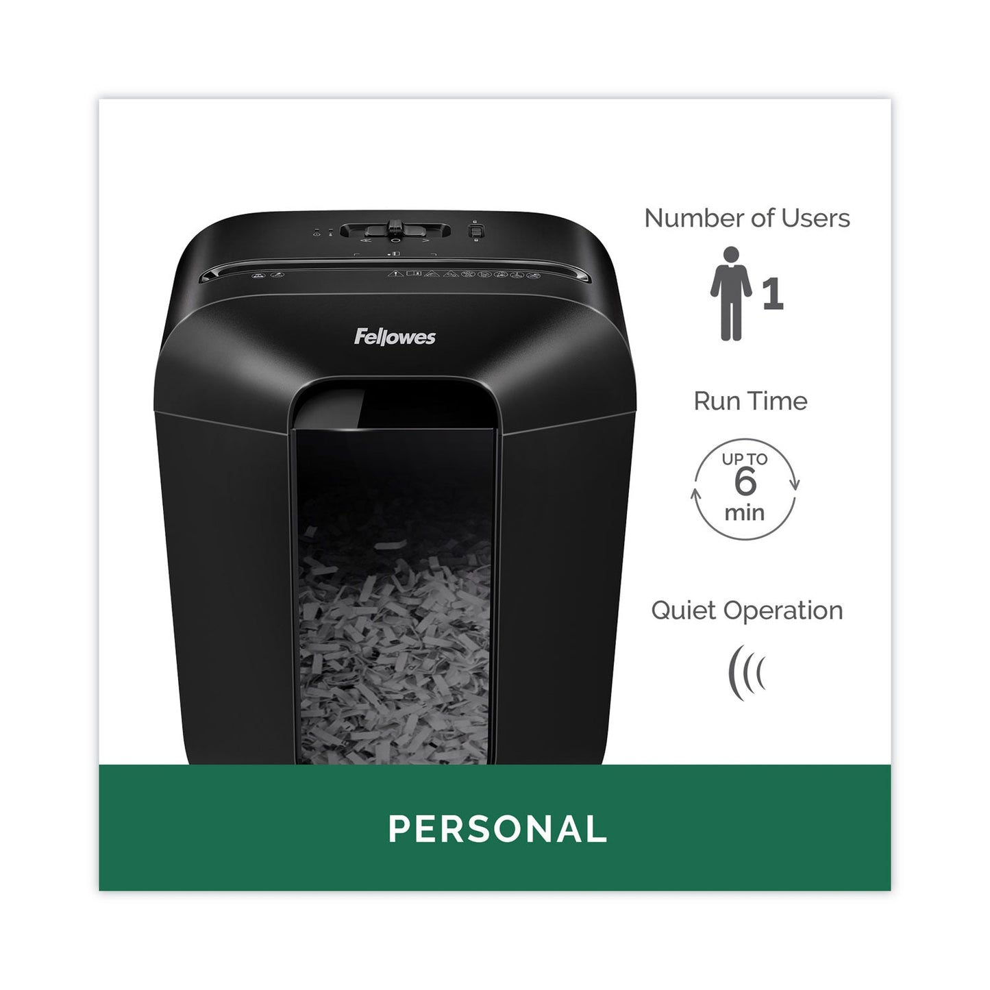 Fellowes Powershred LX45 Cross-Cut Shredder, 8 Manual Sheet Capacity