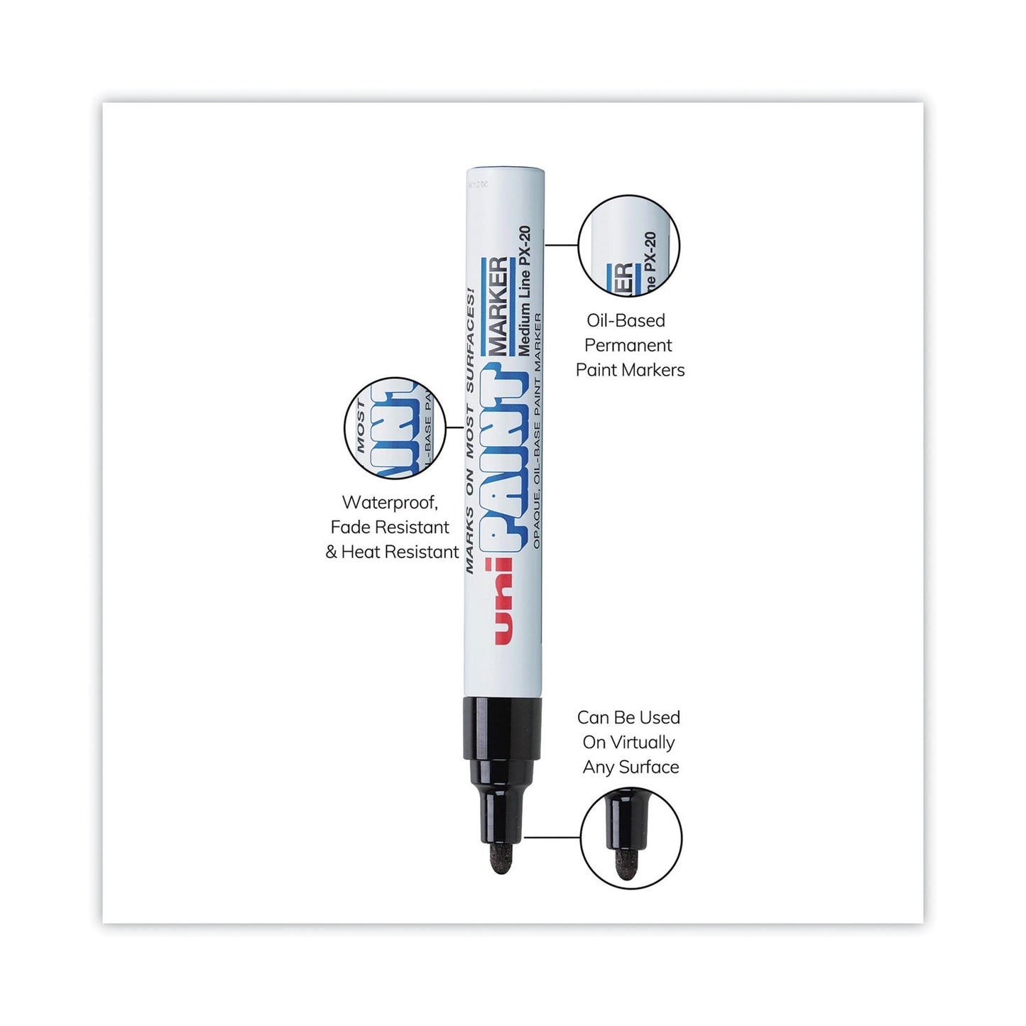 uni Permanent Marker, Medium Bullet Tip, Black