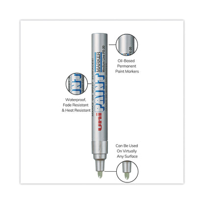 uni Permanent Marker, Medium Bullet Tip, Metallic Silver