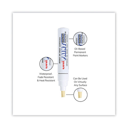 uni Permanent Marker, Broad Chisel Tip, White