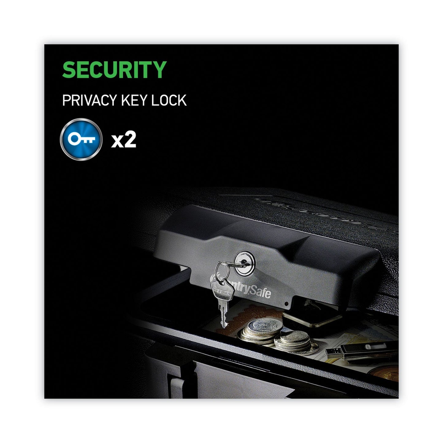 Sentry 1200 Series Fire Chest, 0.18 cu ft, 14.3w x 11.2d x 6.1h, Black