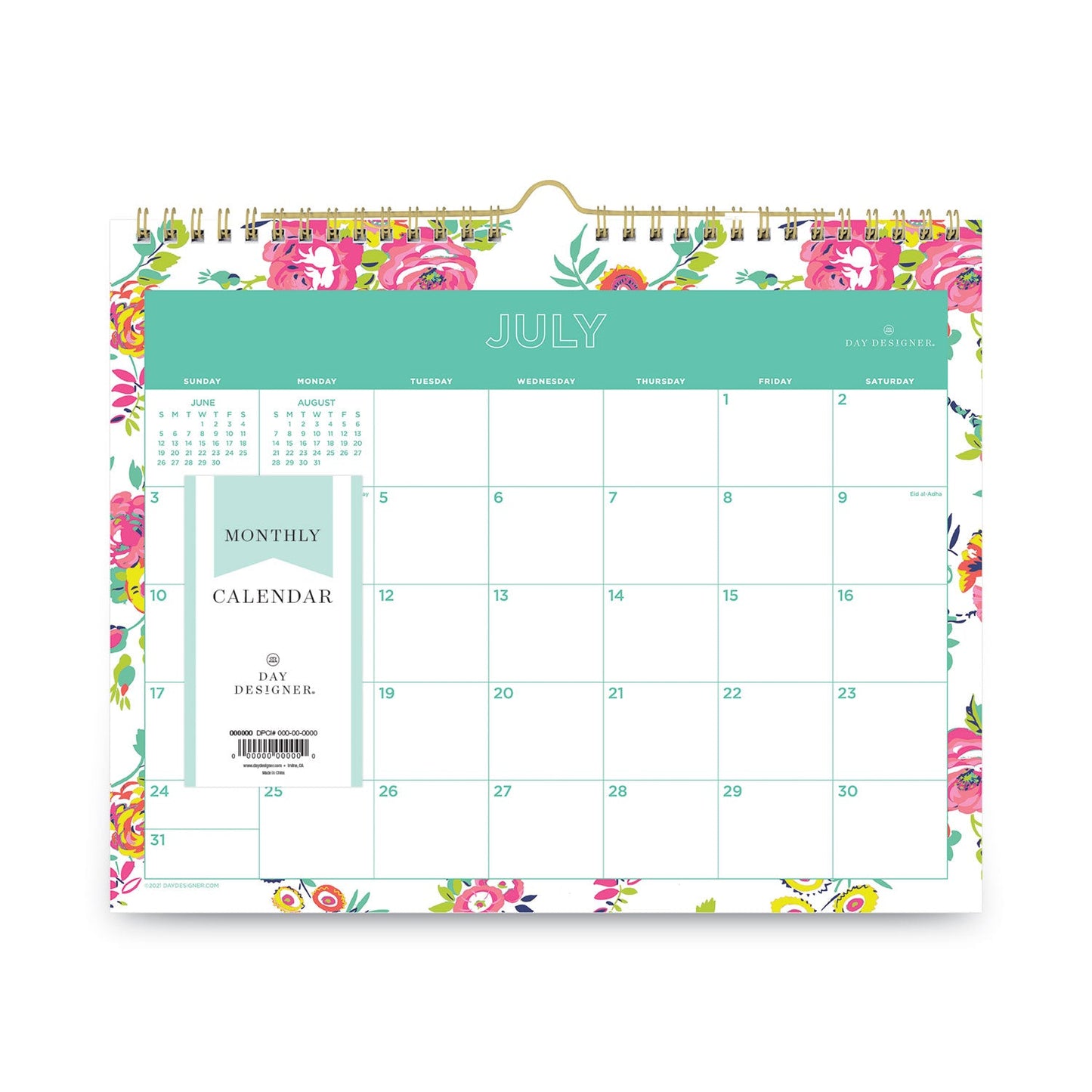 Blue Sky Day Designer Peyton Academic Wall Calendar, Floral Artwork, 11 x 8.75, White Sheets, 12-Month (July-June): 2022-2023