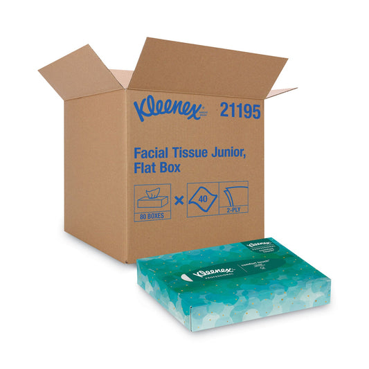 Kleenex White Facial Tissue Junior Pack, 2-Ply, 40 Sheets/Box, 80 Boxes/Carton
