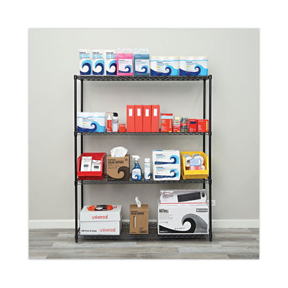 Alera All-Purpose Wire Shelving Starter Kit, Four-Shelf, 60w x 18d x 72h, Black Anthracite Plus